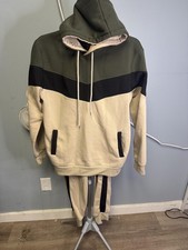Unisex Colorblock Hooded Tracksuit Set Size L