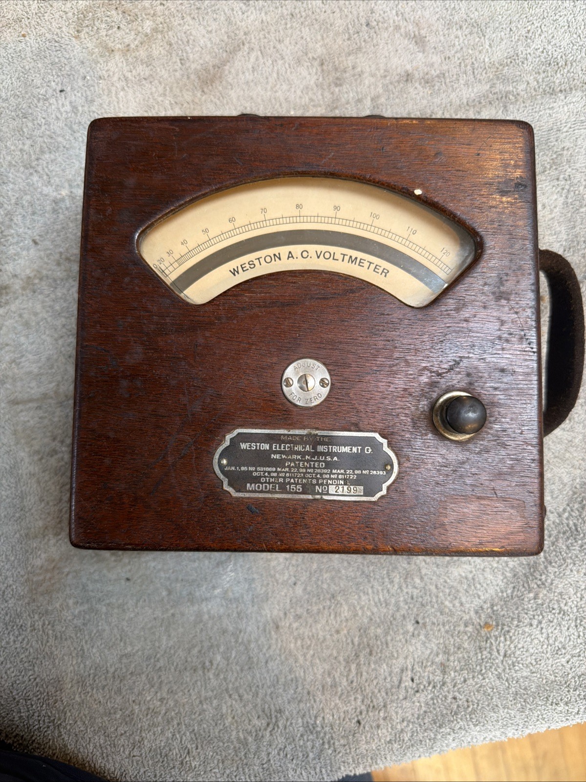 Vintage Weston Electrical 120V A.C. Voltmeter Wood Box Instrument Model 155