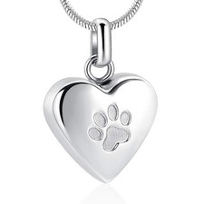 Pet Cremation Jewelry for Ashes Pendant Paw Print Heart Urn Necklace Memorial...