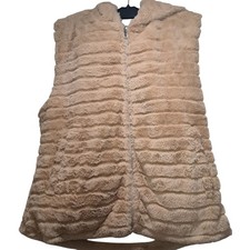 GUESS Women's Faux Fur Vest Beige Tan, Size:L