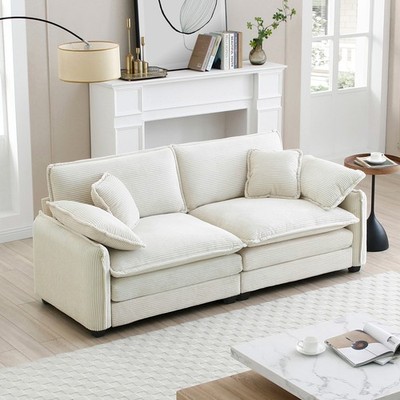 Comfortable Upholstered 2-Seater Sofa with 4 Pillows-Deep Seat Living Room Couch