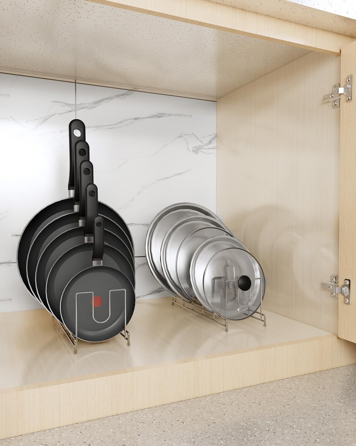 2 pack, pot cover rack, cutting board rack, kitchen cabinet or counter baking...