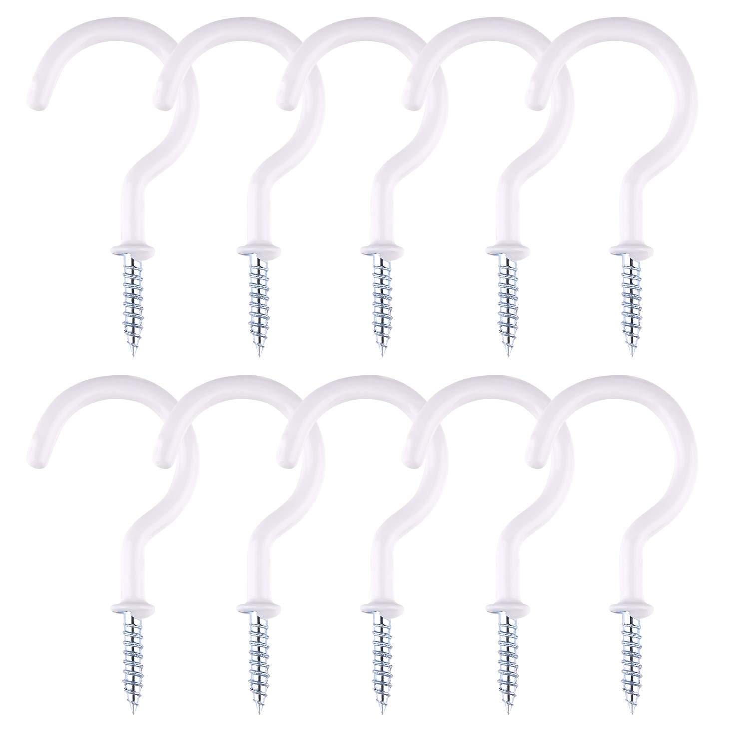 TUPARKA 10 Pcs Ceiling Hooks Heavy Duty Plant Screw Hook 10pcs, White