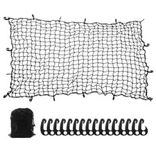 Rubber Bungee Cargo Net 90x60in, Stretches 14x10ft, 2in Mesh, Adjustable Hooks
