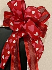 Valentines Day Bow For Wreath Shops 10x16in Handmade Ships Fluff