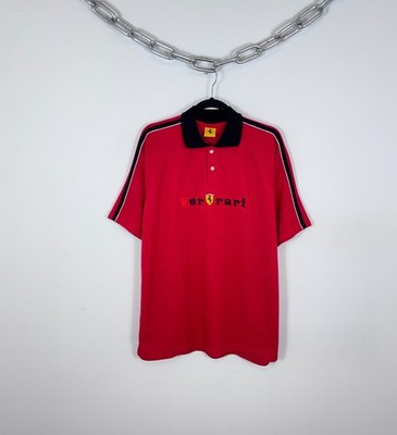 Vintage Ferrari 1996 F1 Official Big Logo Racing Red Polo Shirt XL