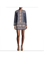 BCBG MaxAzria Allina Boho Lace print mini shirt dress size S