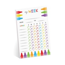 Cheerful Crayon Design Weekly Chore Chart / 6" x 10" Sticky Note Fill in Task...