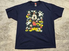 Vintage 90s Mickey Mouse T-Shirt Disney World Disneyland Sz XL Navy Blue USA