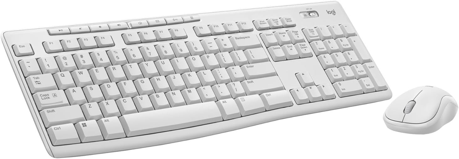 Logitech MK270 Wireless Keyboard & Mouse Combo, 2.4 GHz - White
