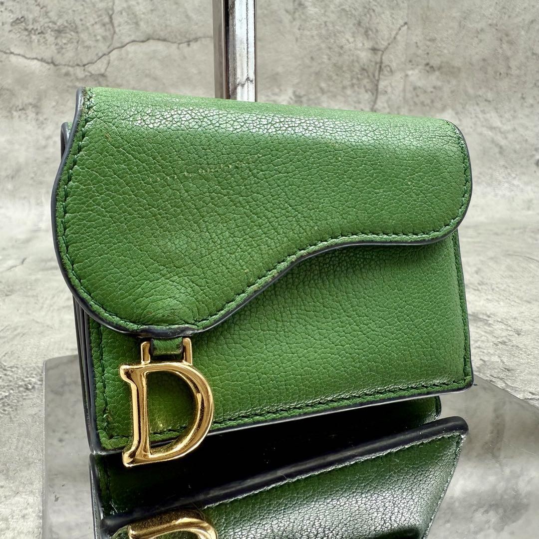 Christian Dior Saddle Lotus Wallet Trifold Leather Rare