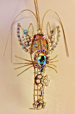 Pottery Barn 8x5 Inch Gold Jeweled Lobster Co...
