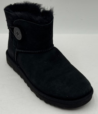 UGG Mini Bailey Button II Womens Boot 7 Black Sheepskin Lined Snow Boots 1016422