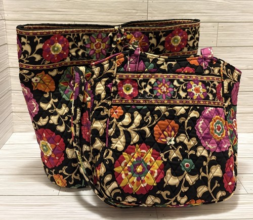 Vera Bradley Suzani Blumendruck Schultertasche Handtasche Beuteltasche 2 groß & klein