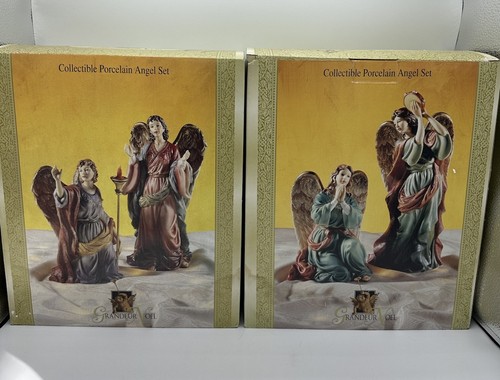 Grandeur Noel Collectors Edition 4 Piece Porcelain Large Angel Set 1999 Vintage