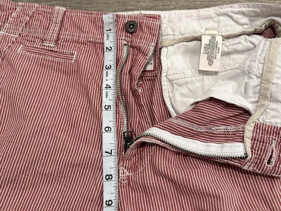 Vintage Express Cargo Shorts Mens 30 Red Pinstripe Retro - Image 3 of 4