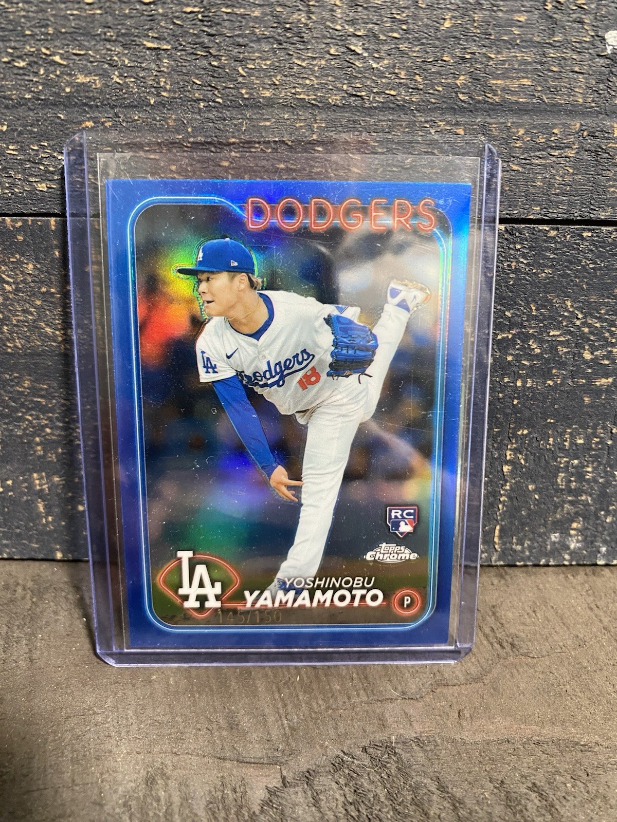 2024 Topps Chrome #18 Yoshinobu Yamamoto Rookie RC Blue Refractor 145/150