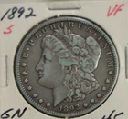 1892 S US Morgan Silver Dollar $1 Fine +
