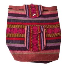 Boho Woven Striped Backpack by Artesanías Pinzón – Cowrie Shell Detail