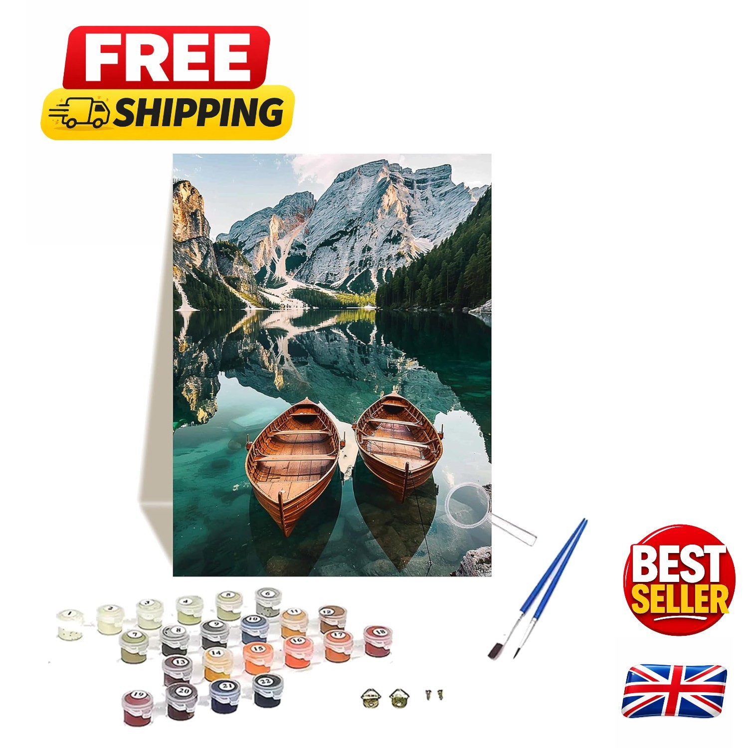 Beginner-Friendly Paint by Numbers Set with Canvas & Brushes - 12x16in