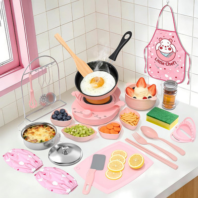 Gotoofun Kids Cooking Set Real for Beginners, 28PCS Mini Kitchen Starter Set