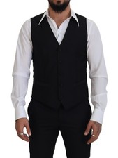 DOLCE & GABBANA Vest Black Virgin Wool Waistcoat Formal Dress IT50/US40/L 830usd