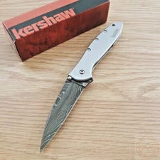 Kershaw Leek Assisted Folding Knife 3" Damascus Steel Blade Stainless Handle