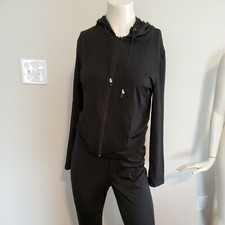 Womens track Suit with Shorts light weight, Small 3 Piece Set Black