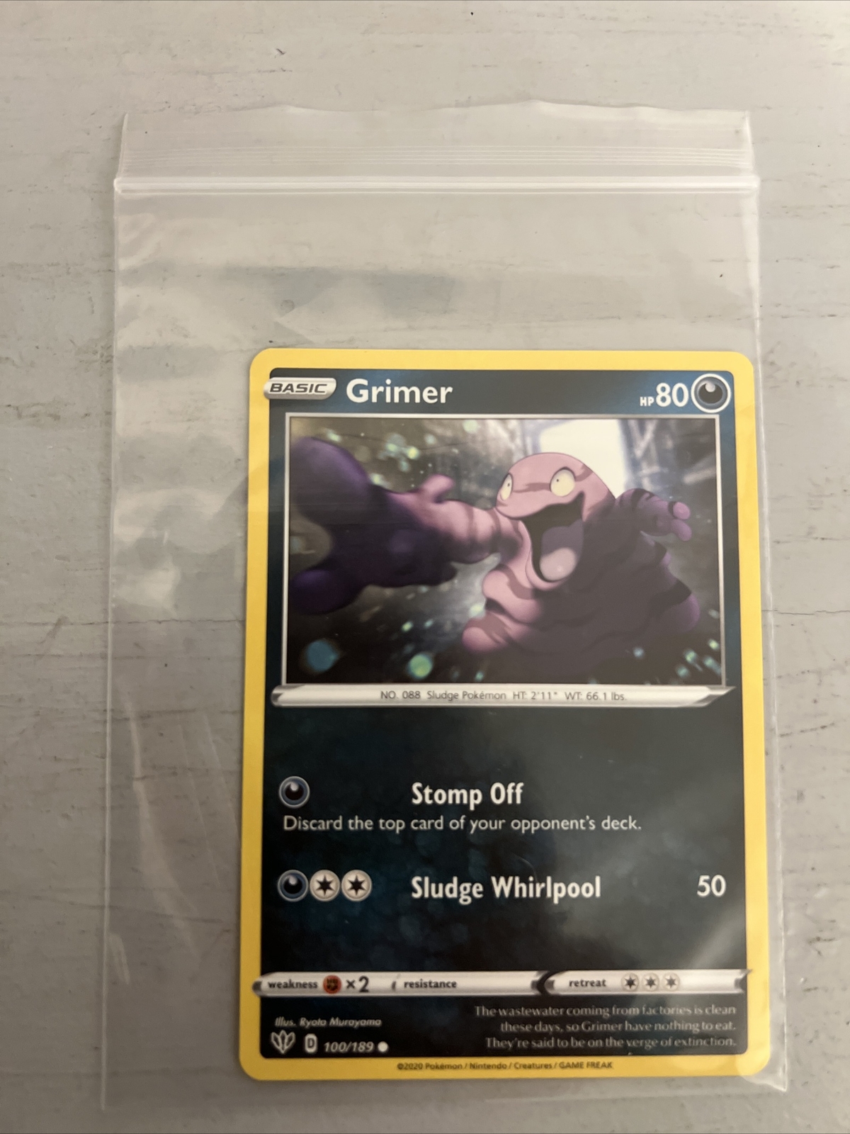 Pokémon TCG Grimer Darkness Ablaze 100/189 Reverse Holo Common