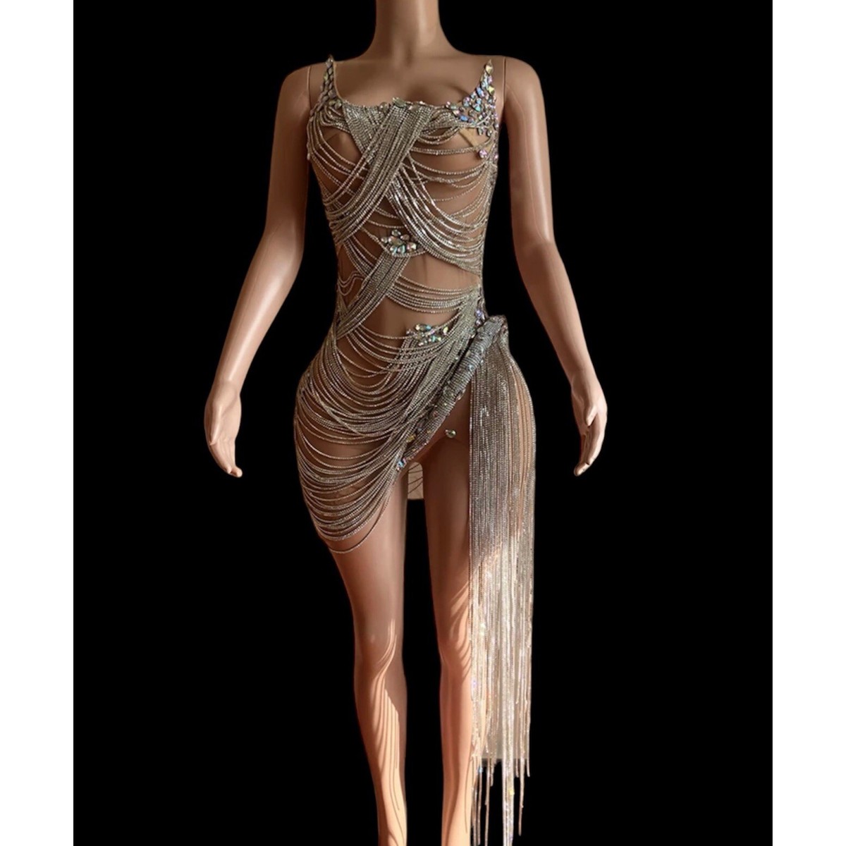 Diamond Rhinestone Mesh Dress “Celebrity”