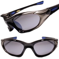 Athletic Golf Cycling Baseball Sporty Rectangle Wrap Sunglasses Black  Blue