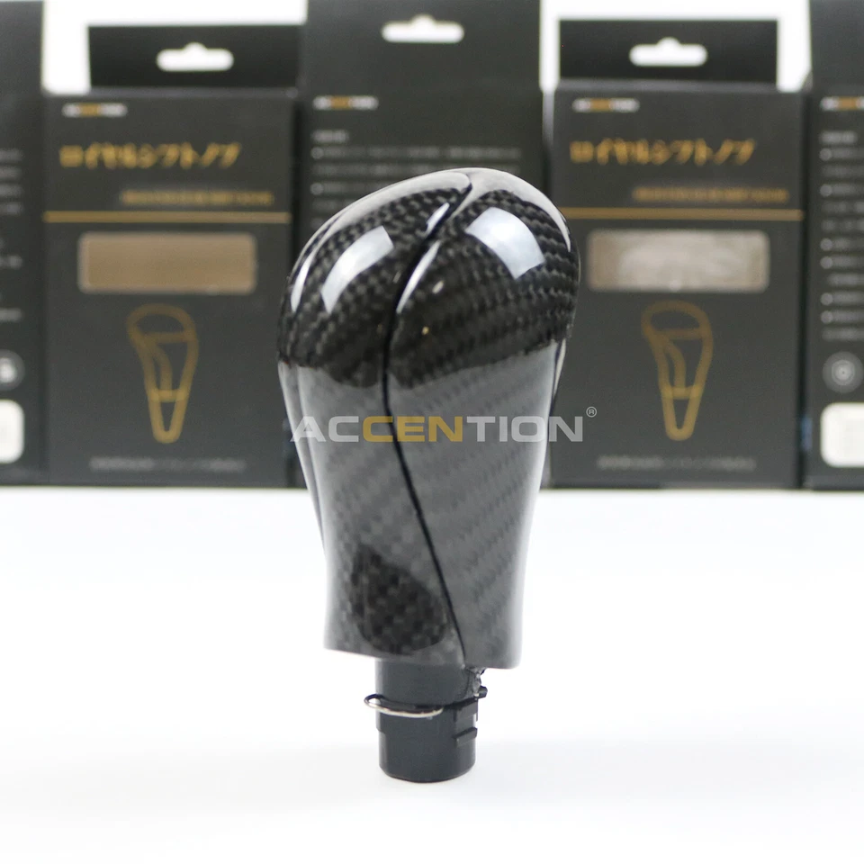 Pomo de cambio de marchas de fibra de carbono 100 % negro real para Infiniti Q50 Q50L 2014-2017 Foto 2 de 4