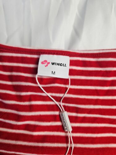 WIHOLL Tops for Women Summer Casual Ruffle Trim Sleeve Square Neck Size M - Picture 2 of 5