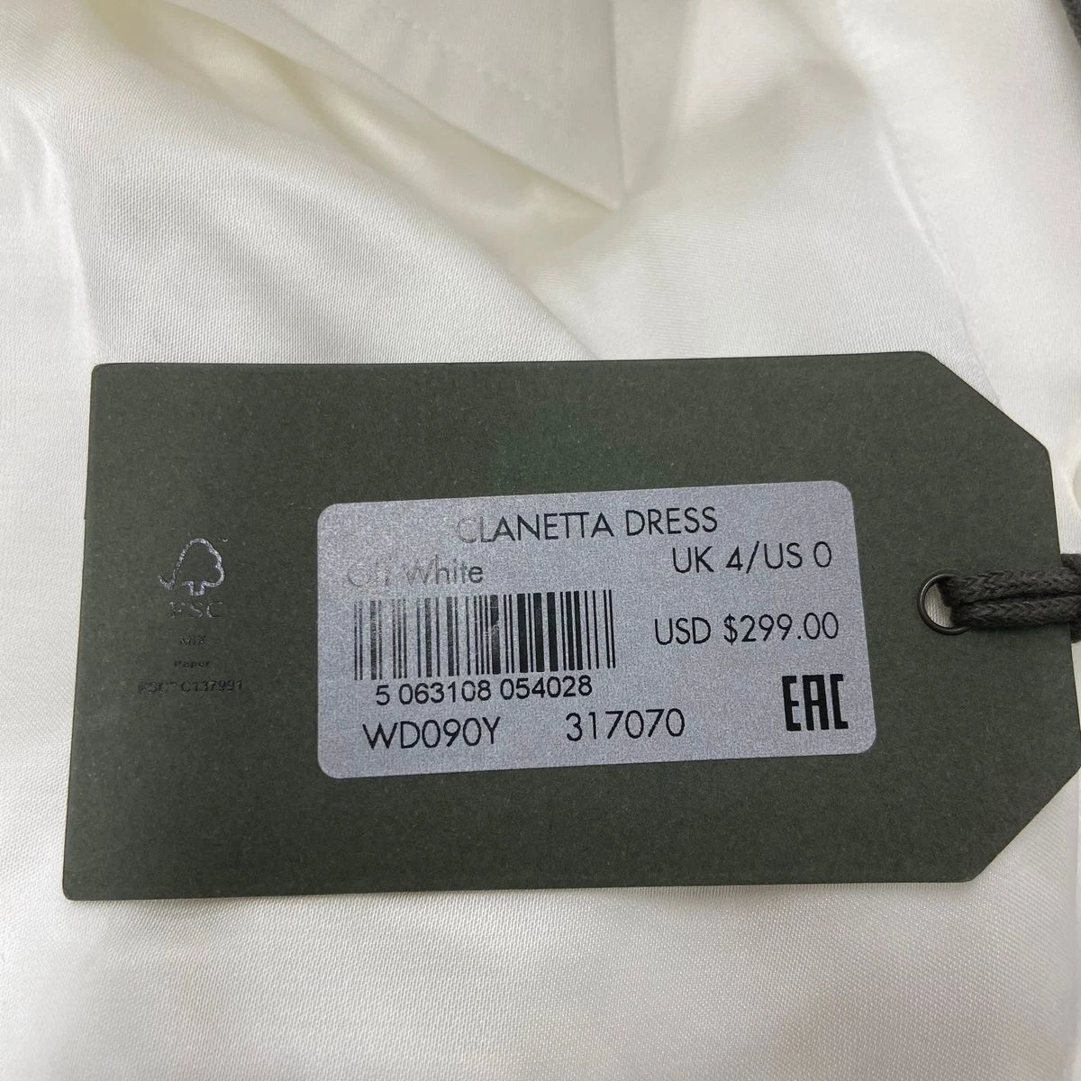 OFF WHITE ALLSAINTS Clanetta Midi Camicia Abito Donna Taglia 0 Off Bianco WD090Y