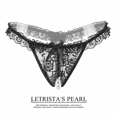 Sexy Lingerie Women S Crotchless Pearl Lace Thongs Panties
