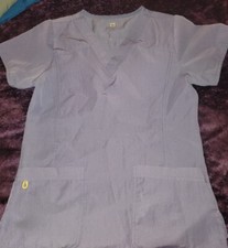 WonderWink WonderFlex Womens Medical Scrub Top Pewter Gray Small Poly 6214