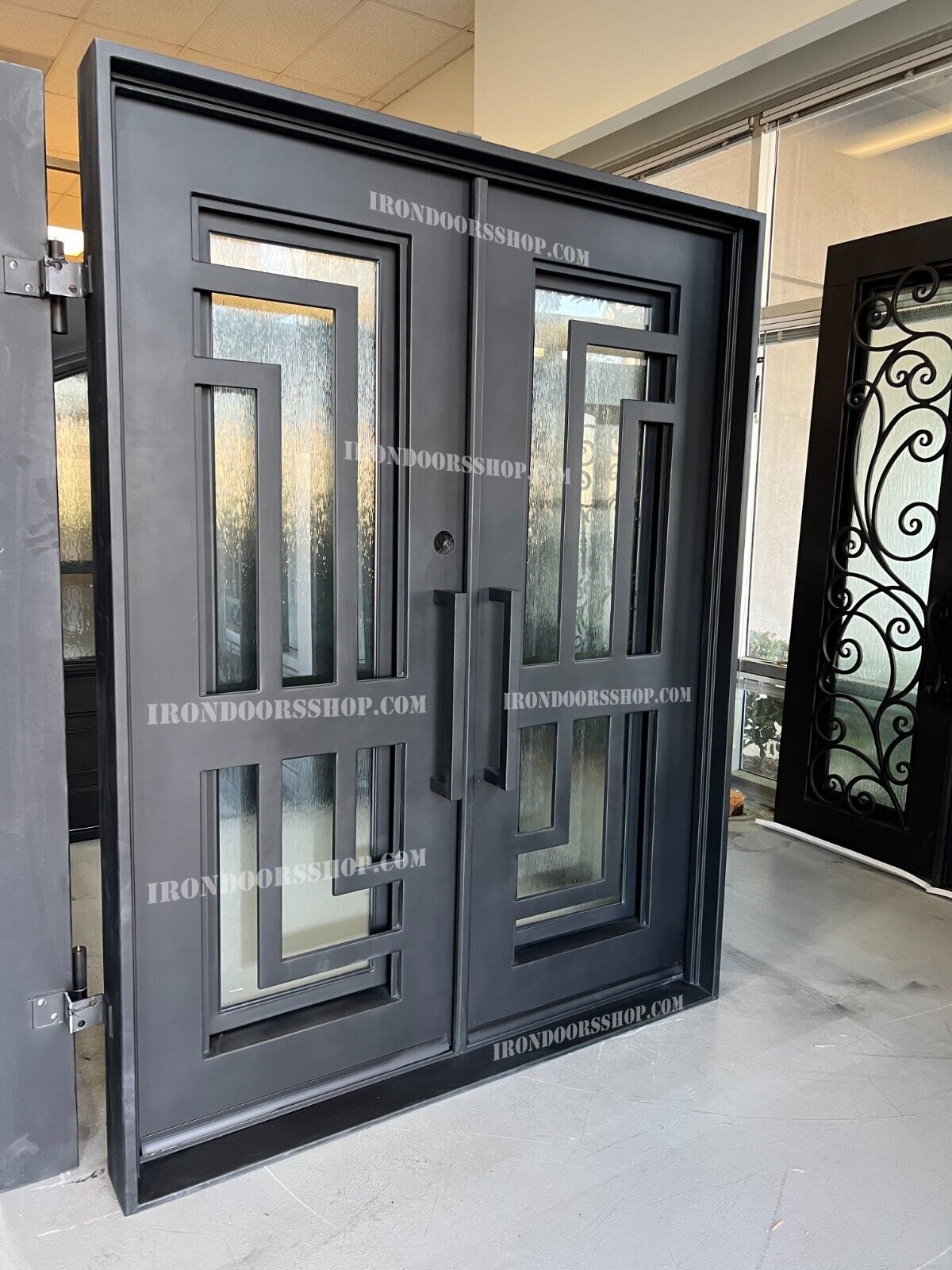 Santiago Modern double steel door with operable glasses Right hand in stock