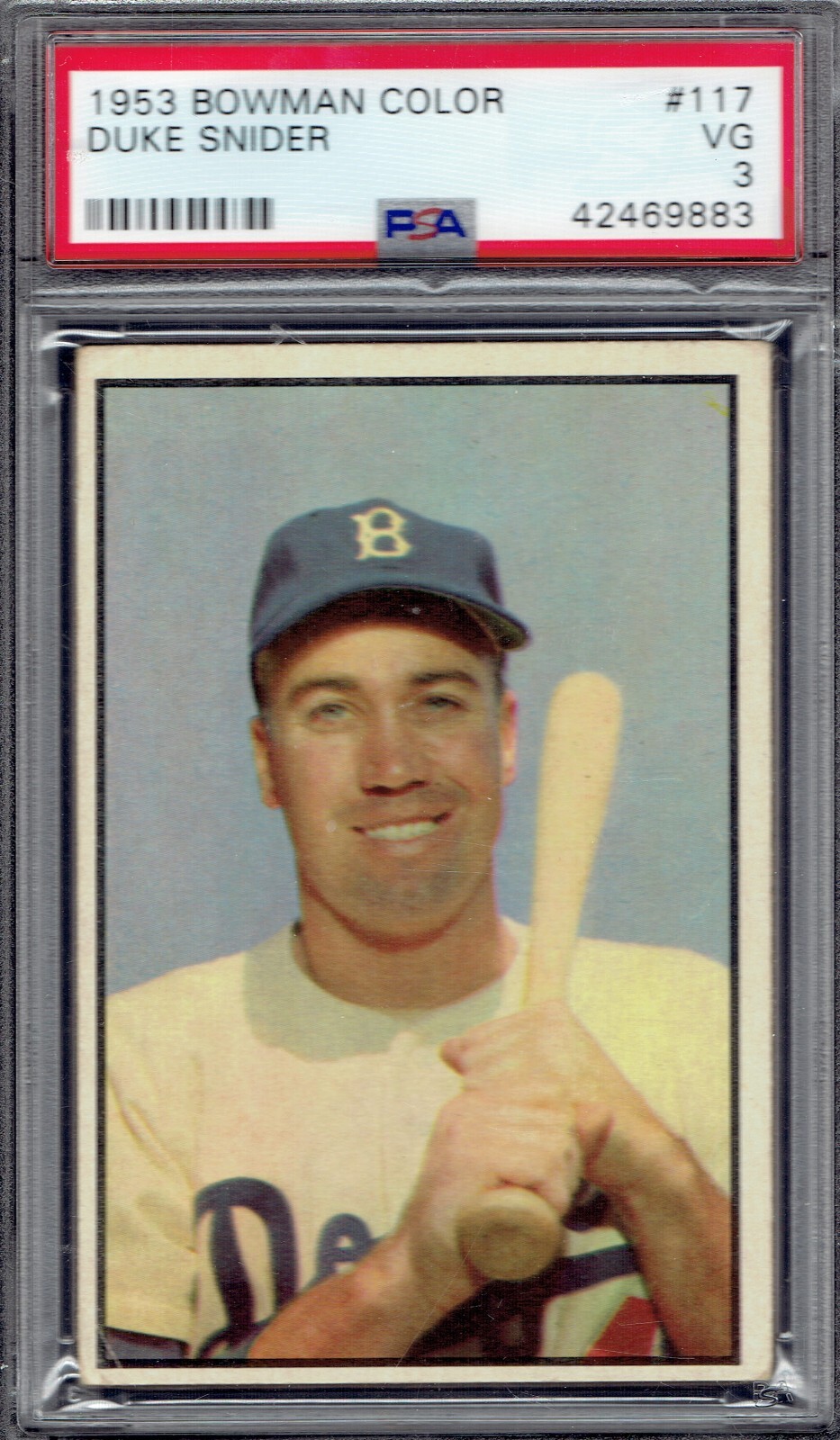 1953 Bowman Color 117 Duke Snider HOF.  PSA 3 VG w/ clear image.  (TX9883).