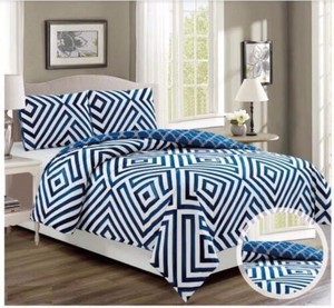 Duvet Cover Bed Linen Quilt Double Black Blue Geometric