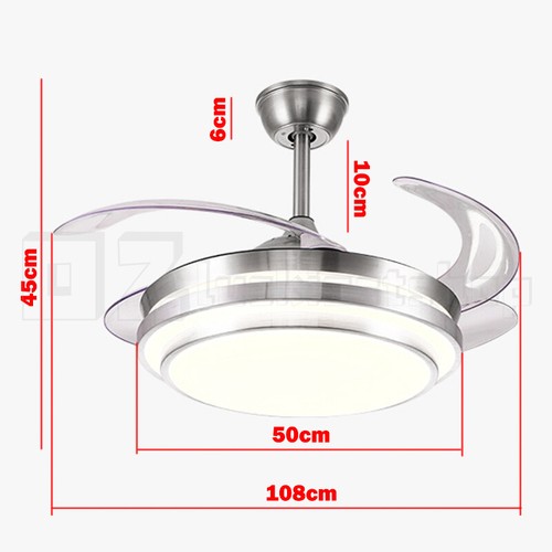 42'' Ceiling Fan with 3 Colors LED Light Retractable Blade and Remote Control Z - Picture 11 of 12