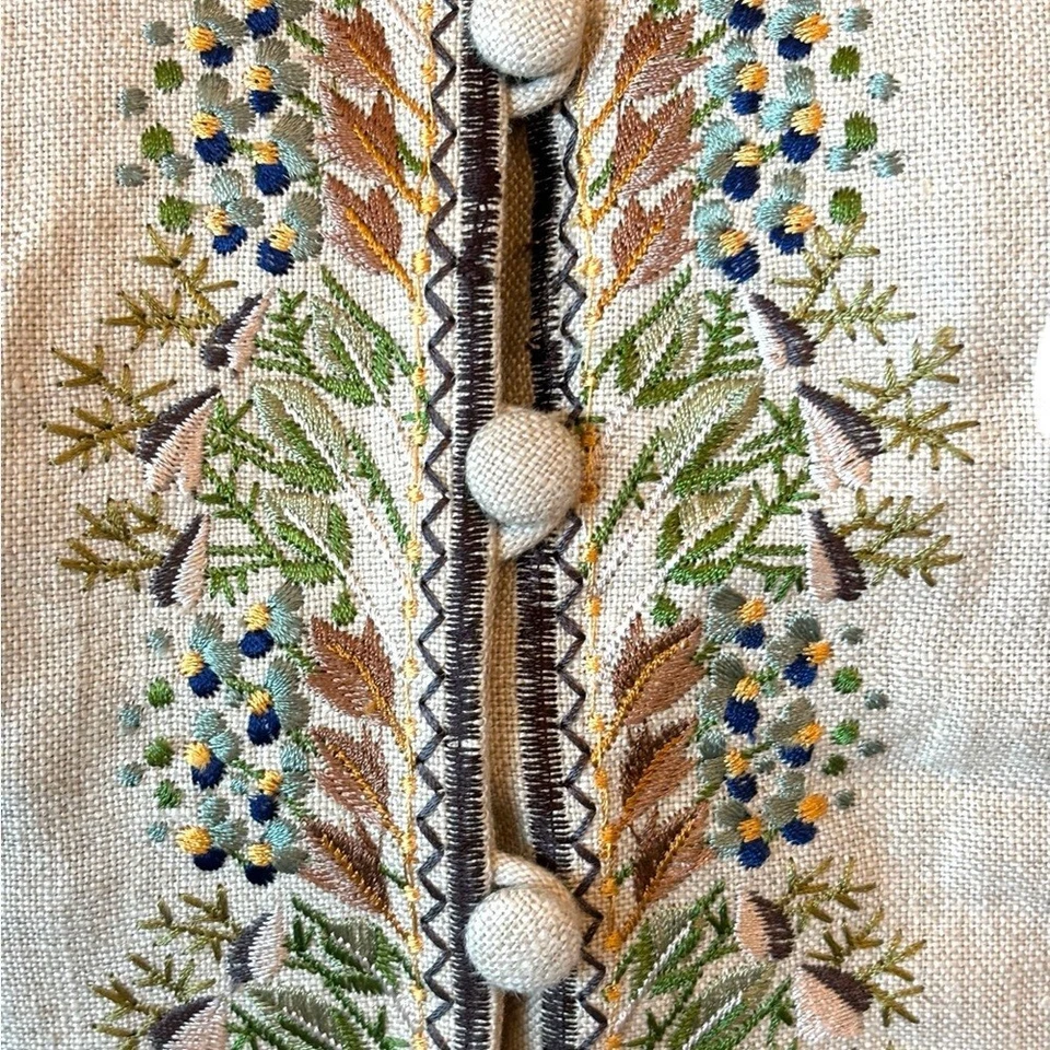 Donna Morgan Beige Lino Bordado Pantalón Set 4P H14 Foto 3 de 4