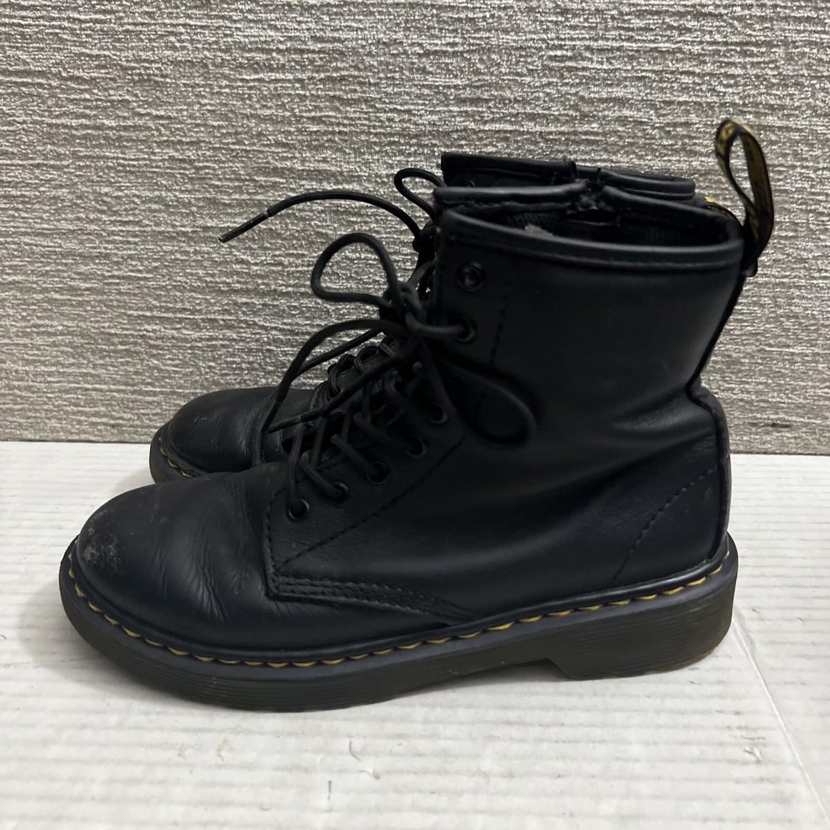 Dr. Martens Doc Black Leather Side Zip Boots 1460 J Youth 1 UK 2