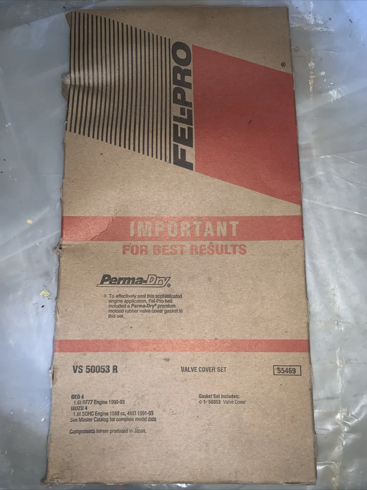 Fel-Pro VS50053R 阀盖垫片 90-93 Geo Storm 91-93 五十铃 Stylus 1.6L I4 — 第 3/3 张图片