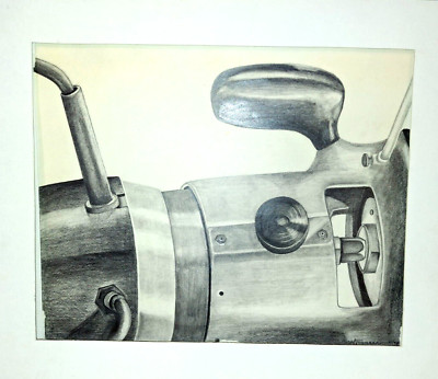 Original Drawing Artwork Ebony Pencil Modern Illustration StillLife Router Study