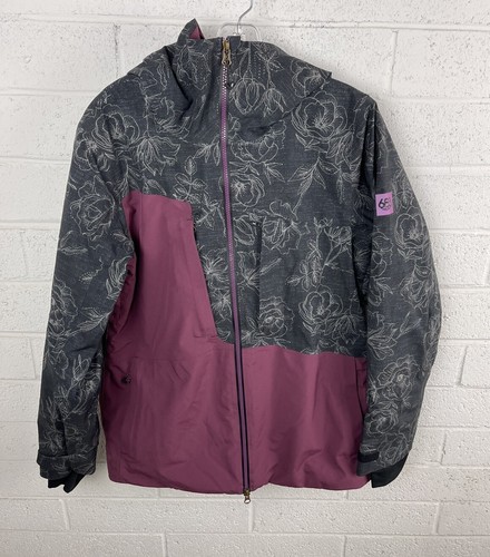 686 Womens GLCR Hydrastash Snow Board Ski Jacket Size Medium Purple Gray Floral