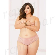 New women's lace panty sexy lingerie intimates gift 1X/2X 3X/4X Pink 10911X