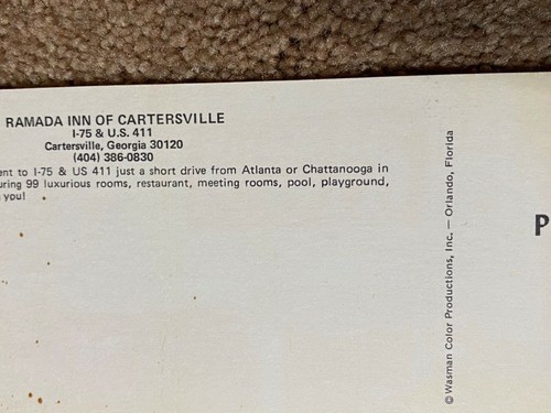 VINTAGE POSTCARD Ramada Inn, Cartersville, Georgia - Picture 4 of 7