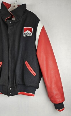 Rare] Marlboro Team Penske Vintage Racing Leather Stadium Jacket