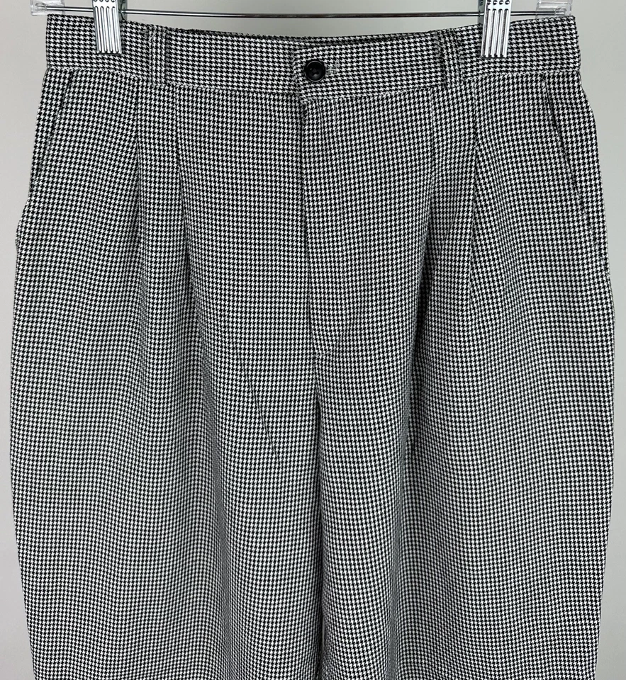 Pantalones Pantalones Vintage Años 90 S Pierna Recortada Pata de Gallo Cuadros Plisados Preppy Retro Foto 2 de 4