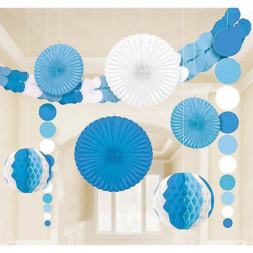 BLUE AND WHITE DELUXE ROOM DECORATING KIT (9pc) ~ Birthday Party ...